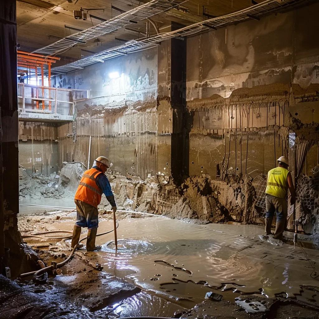 Comparison of interior and exterior waterproofing methods in action