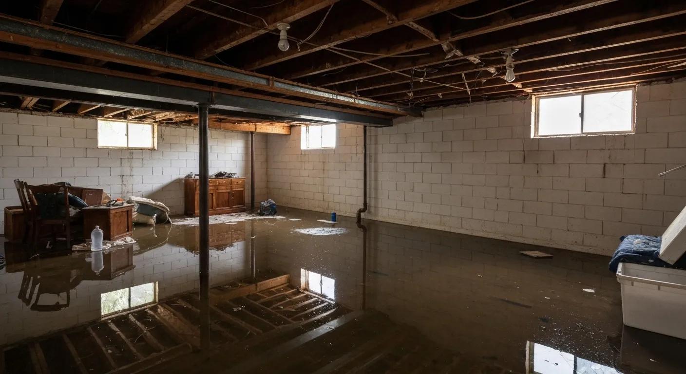 Flooded basement in a Baltimore home, illustrating the impact of water damage and the need for prevention
